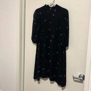 Black floral Ganni dress